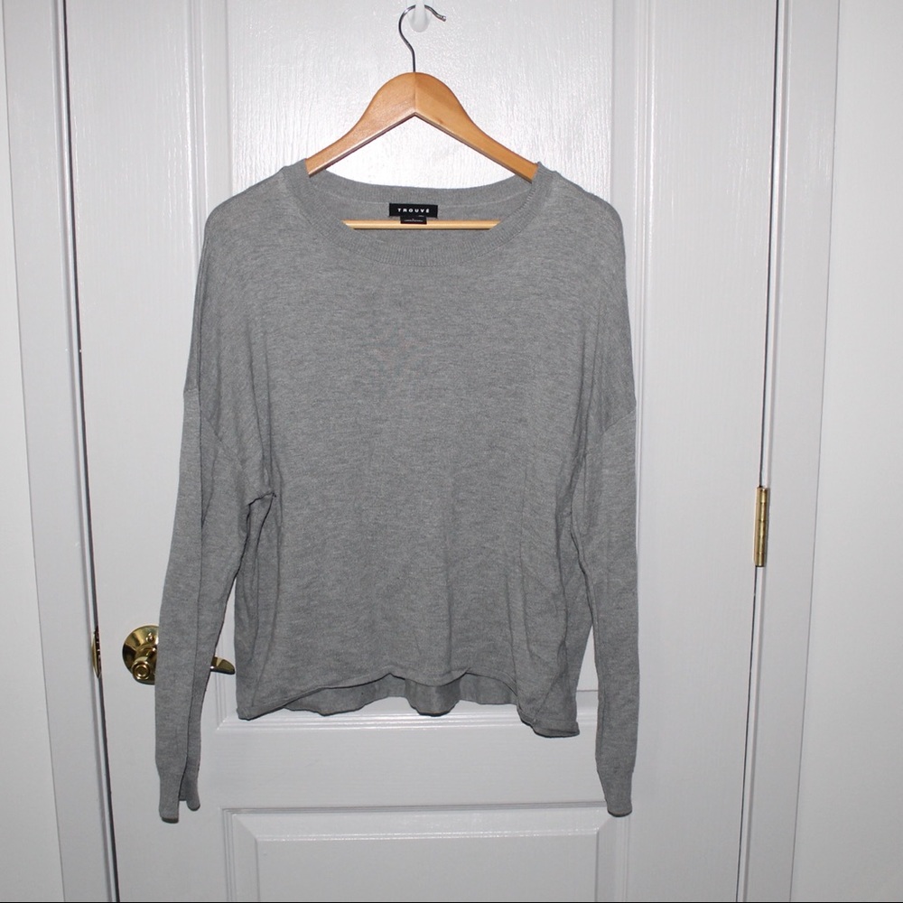 GRAY TROUVÉ CROPPED SWEATER